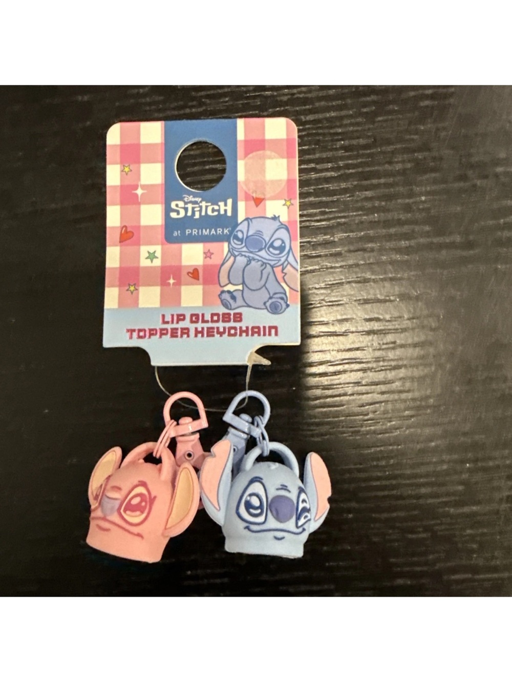 Disney Stitch Lip Gloss Topper Keychain Pair - Pink & Light Blue